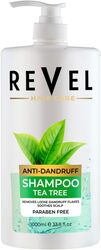 Revel Hair Care Anti Dandruff Tea Tree Oil Shampoo 1000ml For Men & Women, Paraben Free, Reduce Hair Fall, Soothe Scalp